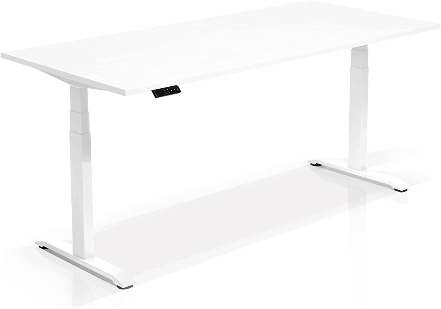 Möbel-Eins OFFICE ONE elektrisch höhenverstellbarer Schreibtisch / Stehtisch, Material Dekorspanplatte weiss 200x80 cm weiß Bild 1