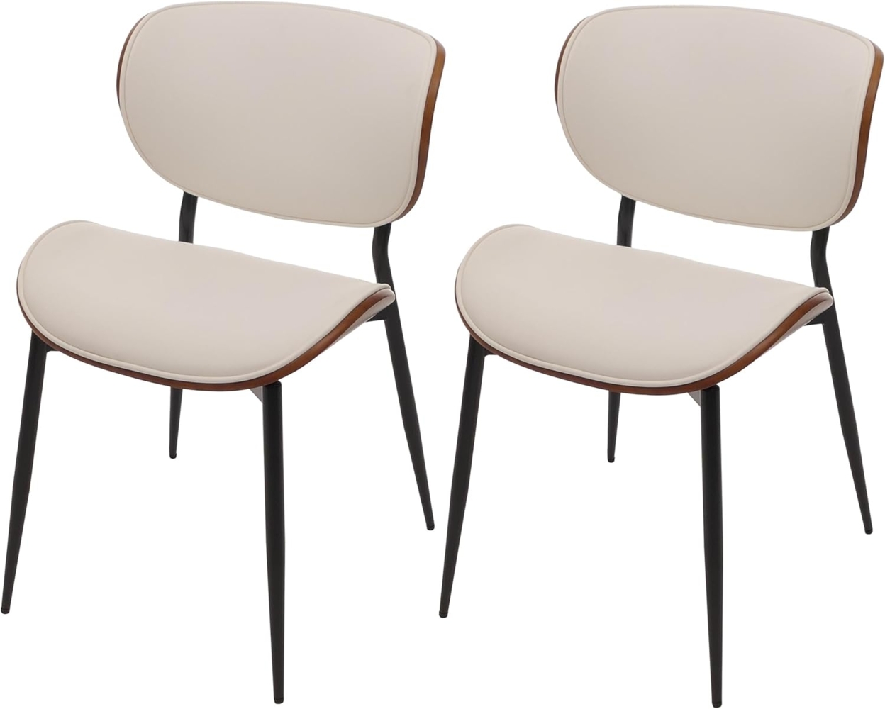 2er-Set Esszimmerstuhl HWC-O45, Stuhl, Bugholz Kunstleder 280g/m² Öko-Tex FSC® ~ Walnuss-Optik, weiß Bild 1