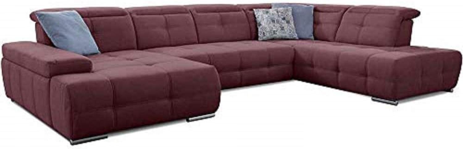 Cavadore Wohnlandschaft Mistrel mit verstellbaren Kopfteilen / U-Form Sofa mit leichter Fleckentfernung dank Soft Clean / Geeignet für Haushalte mit Kindern, Haustieren /343 x 77 x 228 / rot Bild 1