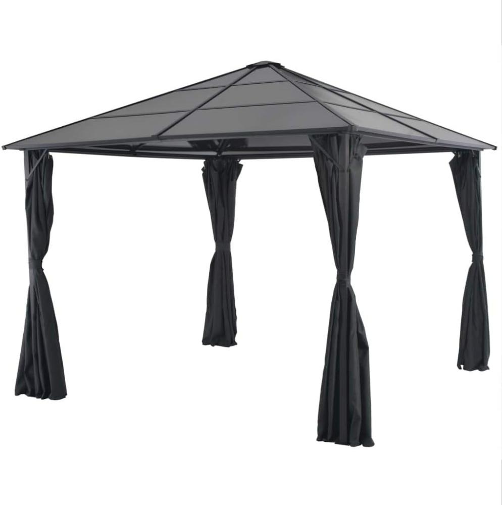 vidaXL Gartenpavillon mit Vorhang Aluminium 3×3 m Schwarz 44640 Bild 1