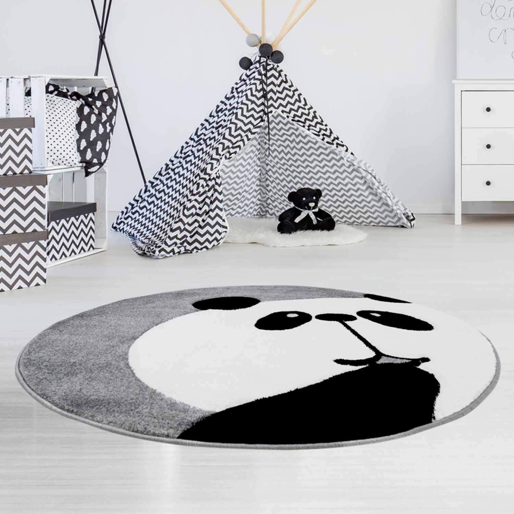 Carpet City Kinderteppich Bueno Kids 1389, rund, Höhe: 13 mm, Spielteppich, Panda-Bär, 3D-Effekt, Weicher Flor, Pflegeleicht Bild 1