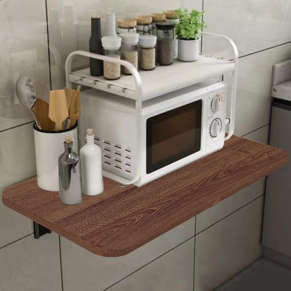 Shally Dogan Klappbarer Wandtisch, 80x60 cm, aus Holz, zusammenklappbar, platzsparend, vielseitig, Schreibtisch, Esstisch, Wohnzimmer, Badezimmer, Küche (Walnuss) Bild 1