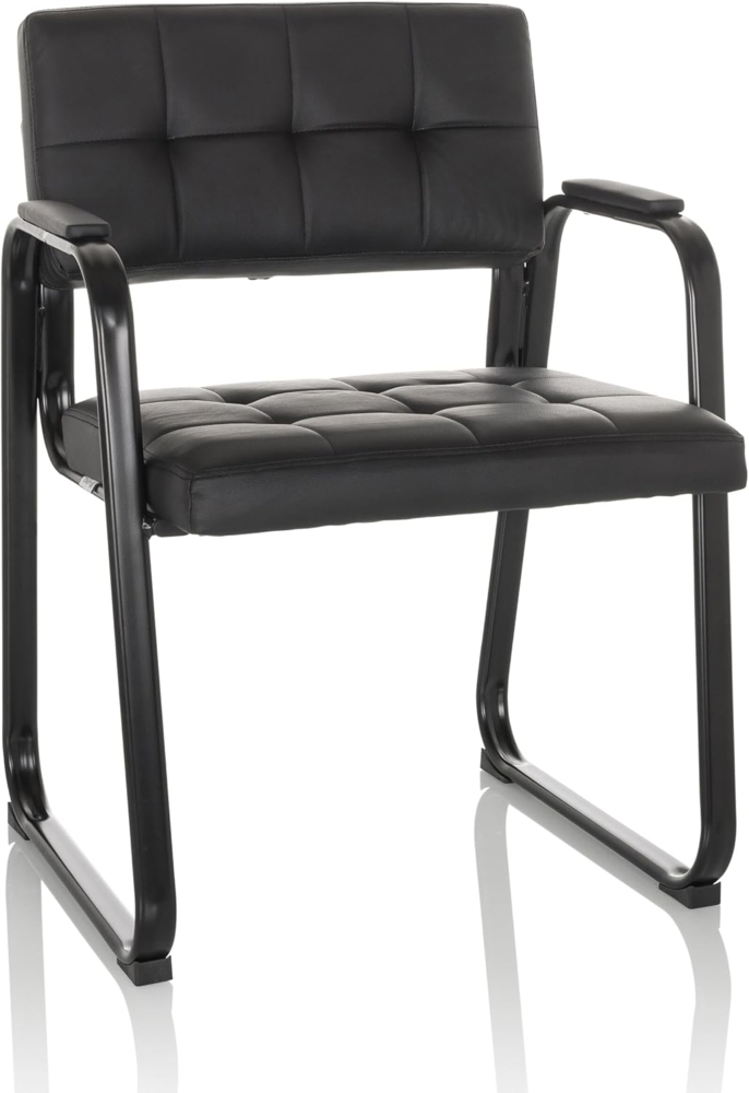 hjh OFFICE Besucherstuhl mit Armlehne Zanta B PU Konferenzstuhl Büro gepolstert, Kunstleder Schwarz 729459 Bild 1