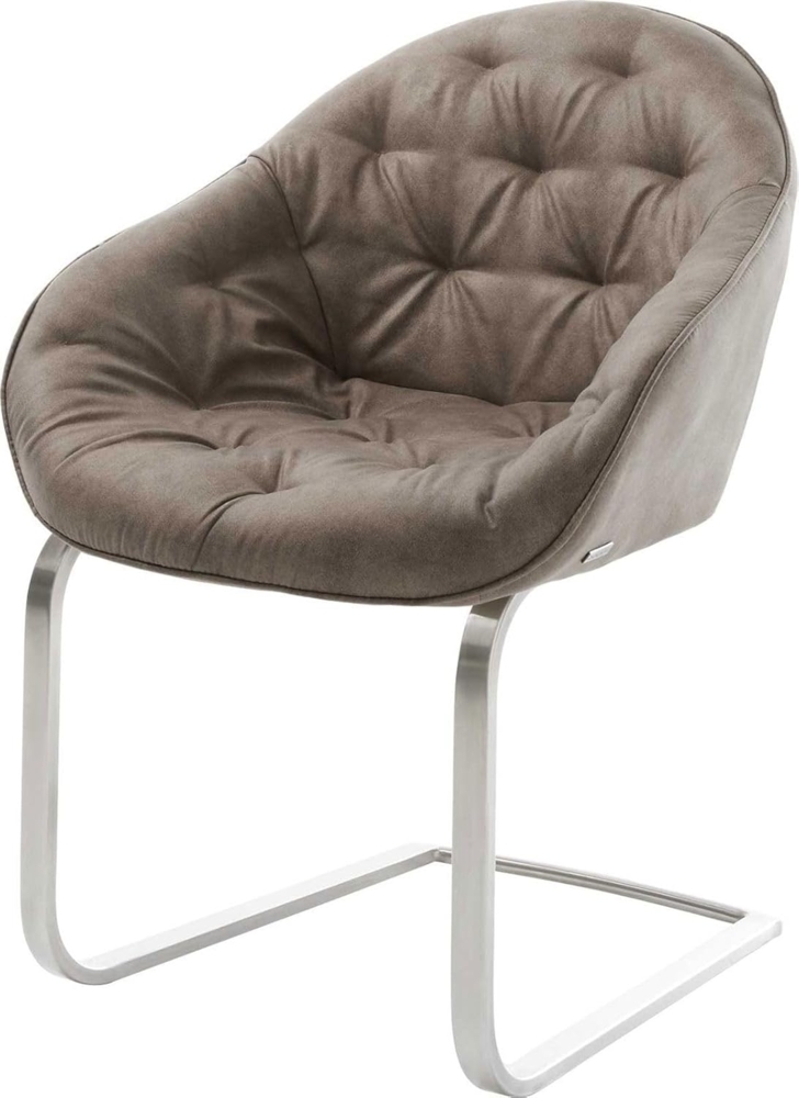 Freischwinger Gaio-Flex Mikrofaser Taupe Vintage Freischwinger flach Edelstahl Bild 1