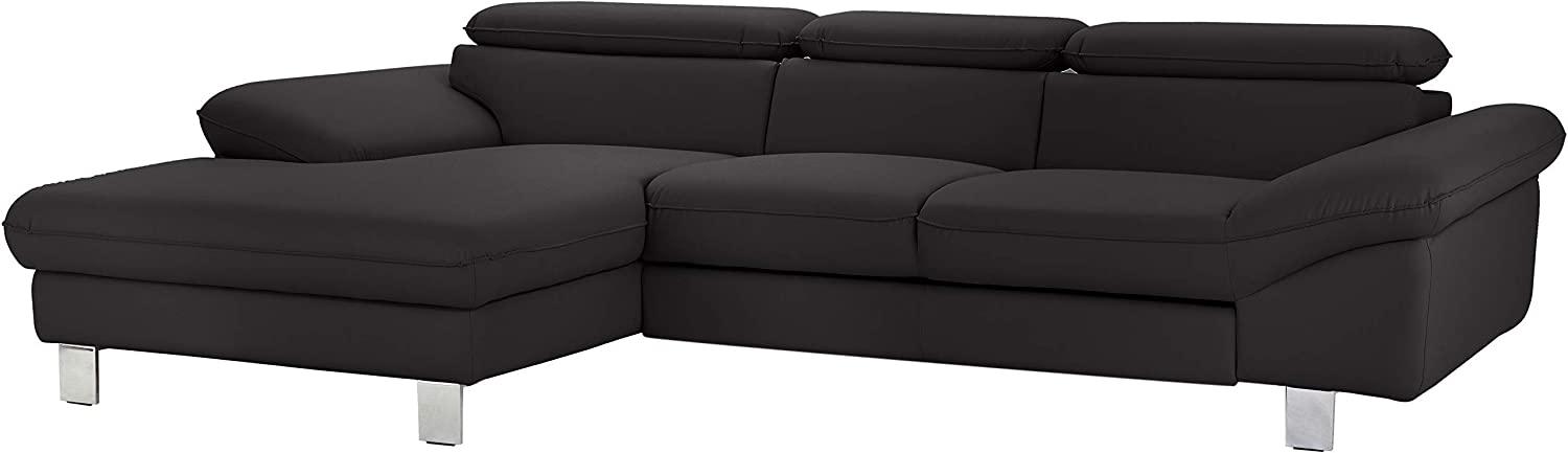 Mivano Ecksofa Driver mit Recamiere links, Ledercouch im modernen Design, Inkl. verstellbare Kopfstützen, 268 x 73 x 169, Kunstleder, Schwarz Bild 1