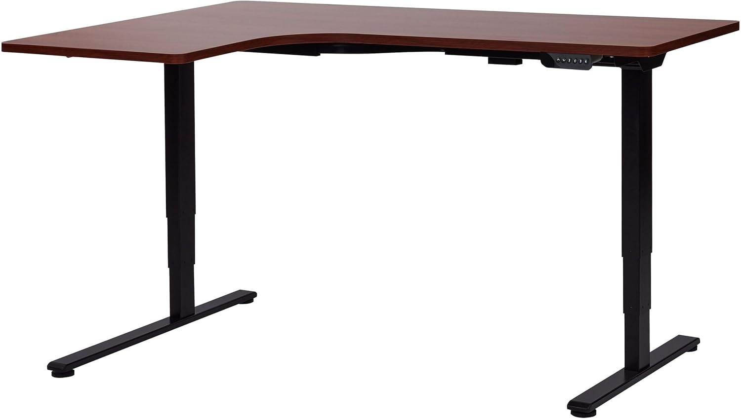 Eckschreibtisch elektrisch höhenverstellbar DESTINES Braun Schwarz 160 cm 109 cm linksseitig Bild 1