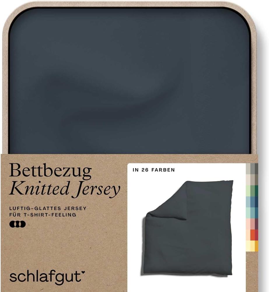 Schlafgut Knitted Jersey Bettwäsche | Bettbezug einzeln 155x220 cm | grey-deep Bild 1