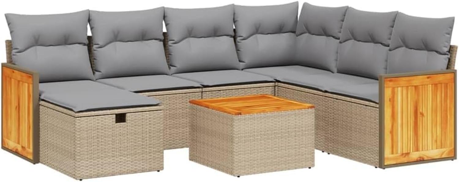 vidaXL 8-tlg. Garten-Sofagarnitur mit Kissen Beige Poly Rattan 3265770 Bild 1