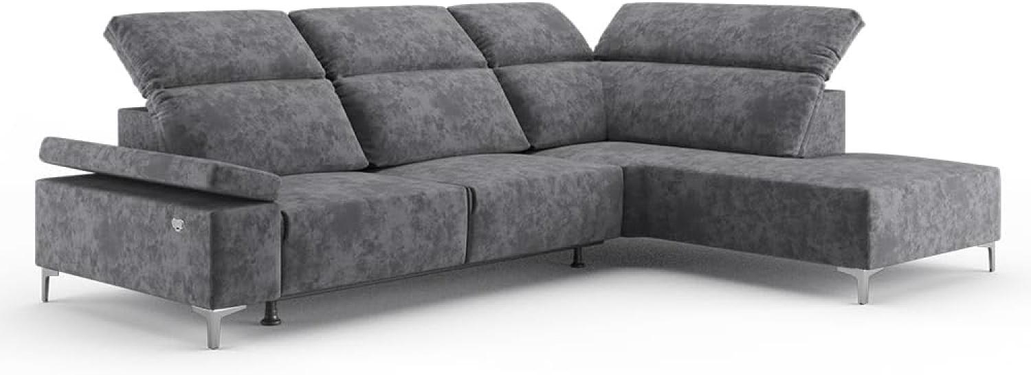 VitaliSpa Ecksofa Loungesofa Boxspringsofa James Anthrazit Relaxfunktion 301x86 cm modern Wohnzimmer Sofa Wohnzimmercouch Loungeecke Polstereckcouch Taschenfederkern USB-Anschluss Fußteil ausfahrbar Bild 1