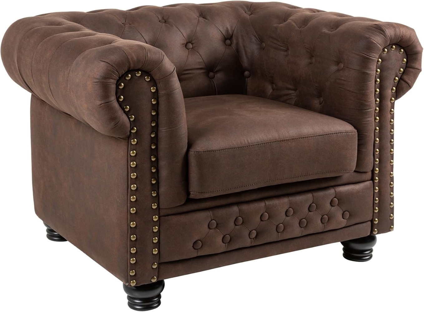 riess-ambiente Sessel CHESTERFIELD 110cm vintage braun (Einzelartikel, 1-St), Wohnzimmer · Microfaser · mit Federkern · mit Armlehnen · Design Bild 1