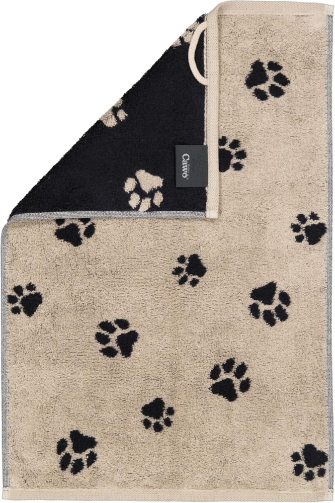 Cawö Handtuch Cawö Gästetuch We love Dogs 6247-93 Pfoten Schwarz 30x50, Walkfrottier, 100% Baumwolle Bild 1