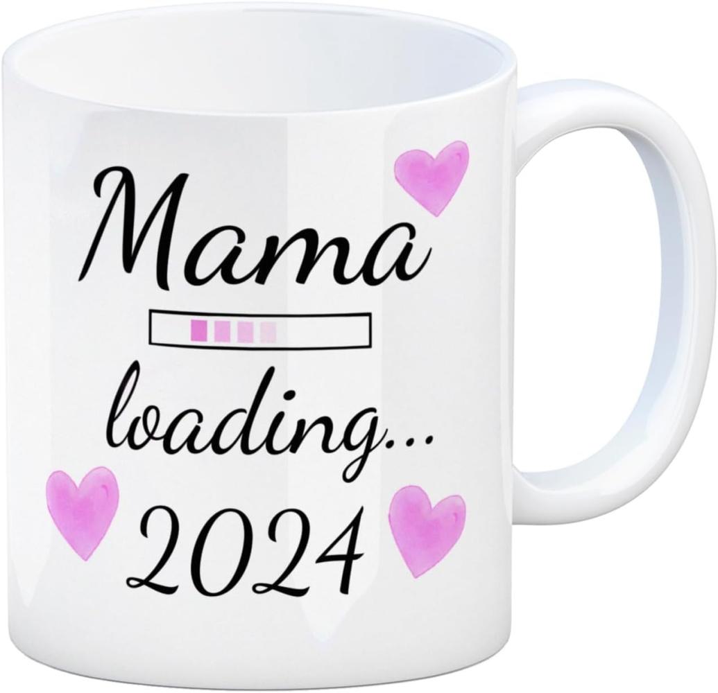 speecheese Tasse Mama loading 2024 Kaffeetasse mit Herzen für die Schwangerschaft Bild 1