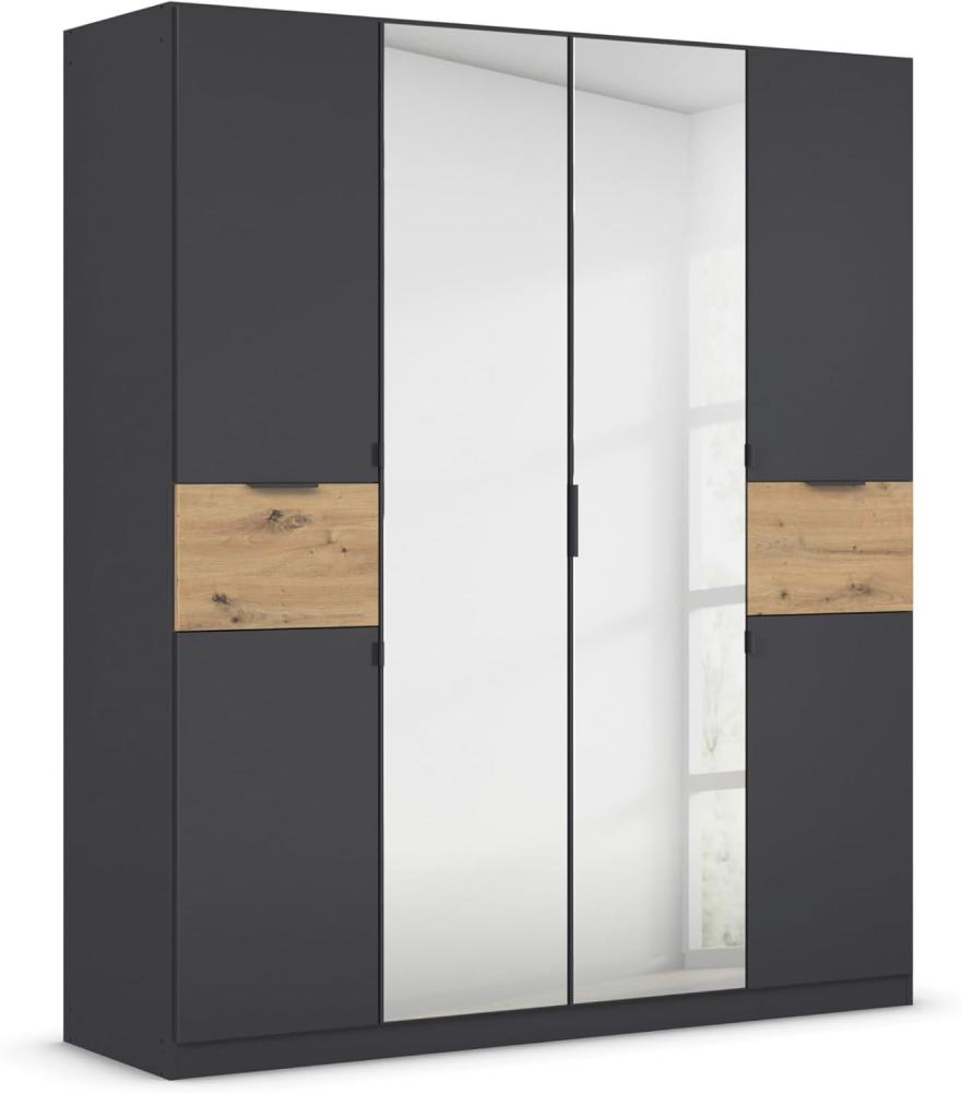 rauch Kleiderschrank, Drehtürenschrank TICAO, 6-türig, 2 Spiegeltüren, 2 Schubkästen, inkl. Türdämpferset, Grau metallic, 181x210x54cm Bild 1