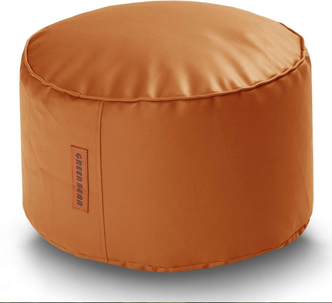 Green Bean Pouf runder Sitzpouf aus Kunstleder in 3 Farben (Indoor / Outdoor, abwaschbarer Oberfläche & EPS Perlen Füllung), Sitzwürfel Sitzkissen Hocker Sitzhocker Bild 1