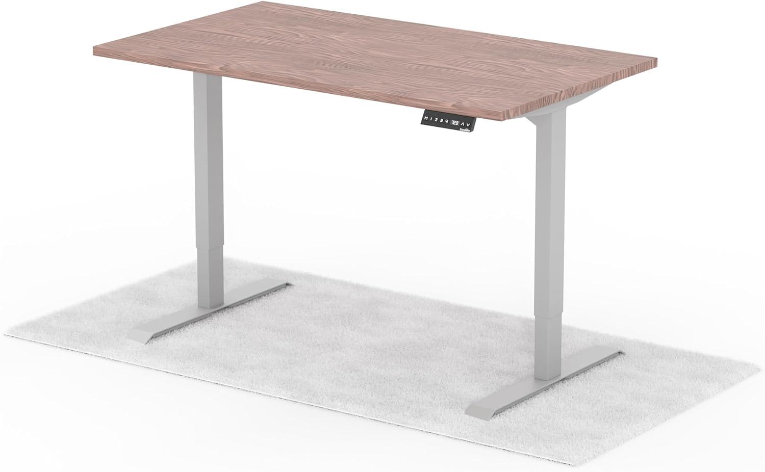 elektrisch höhenverstellbarer Schreibtisch DESK 140 x 80 cm - Gestell Grau, Platte Walnuss Bild 1