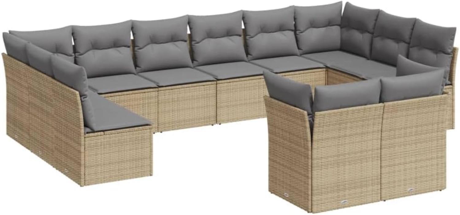 vidaXL 12-tlg. Garten-Sofagarnitur mit Kissen Beige Poly Rattan 3250268 Bild 1