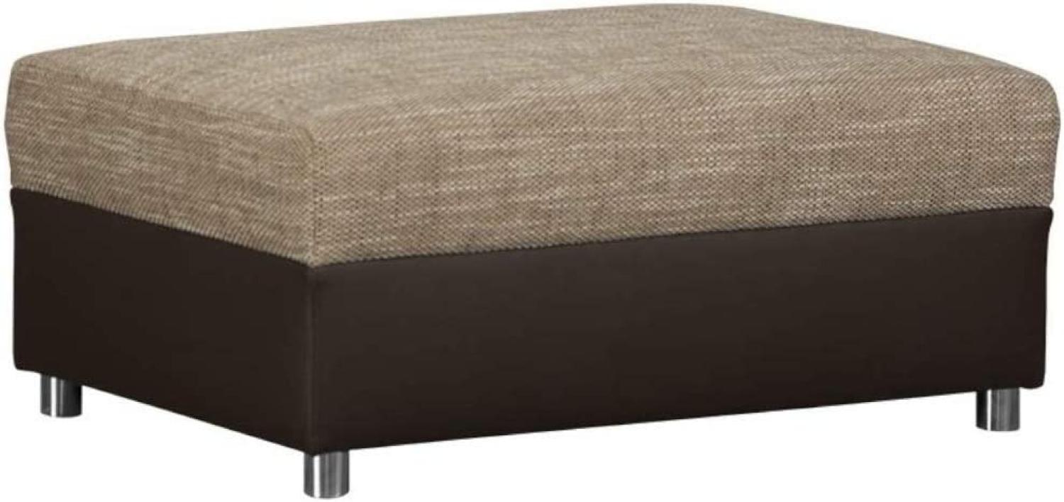 CAVADORE Hocker Caaro im Materialmix mit Kunstleder / Bequemer Sitzhocker im modernen Design / 96 x 66 x 42 / Hellbraun-Braun Bild 1