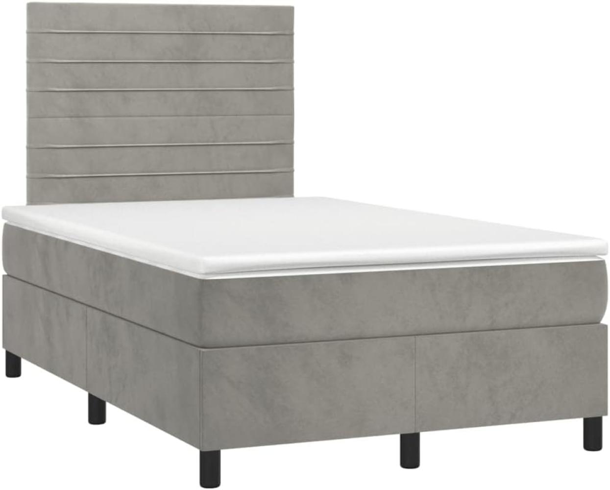 Boxspringbett mit Matratze & LED Samt Hellgrau 120 x 200 cm Bild 1