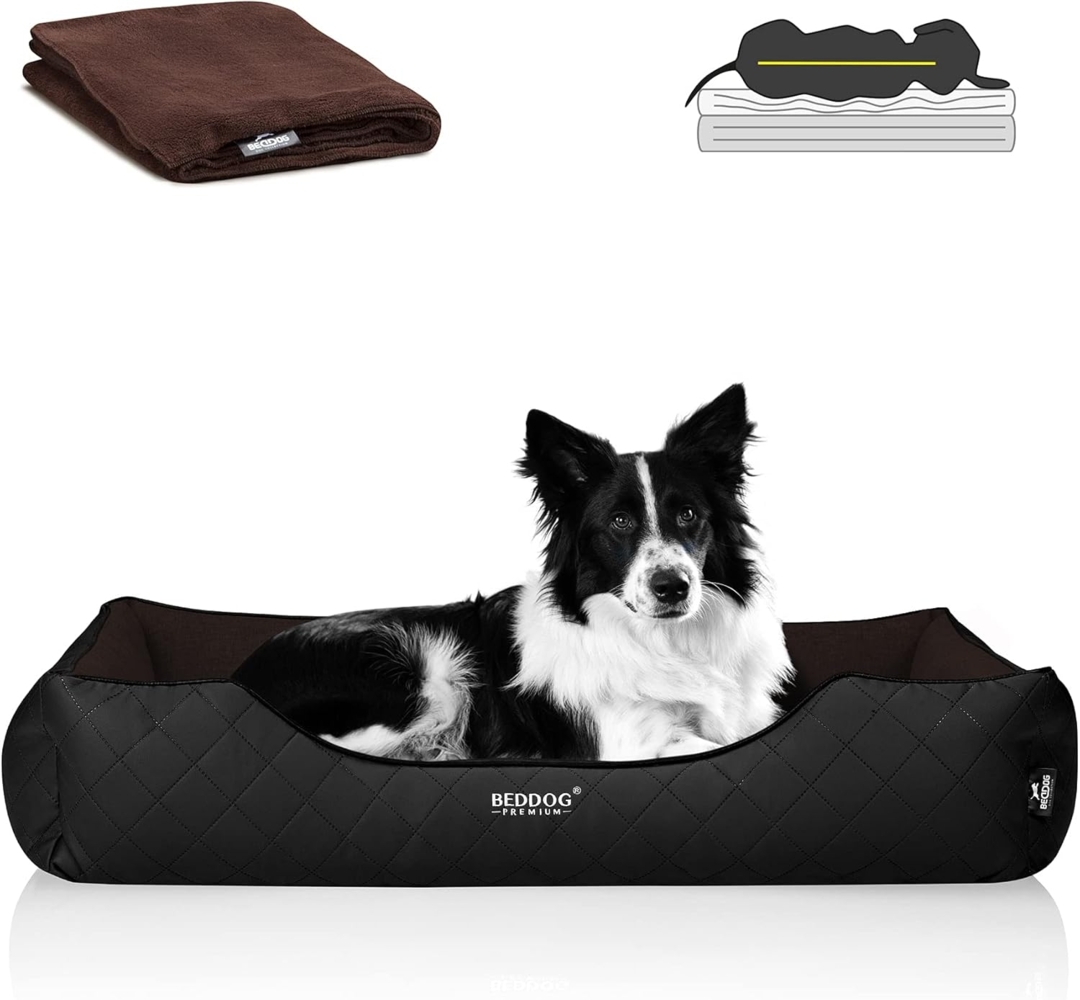 BedDog PREMIUM Orthopädisches Hundebett WUFFI, Memory Foam, mit abnehmbaren Bezug MOCCA (braun/schwarz), (XXL) ca. 110x75x25cm Bild 1