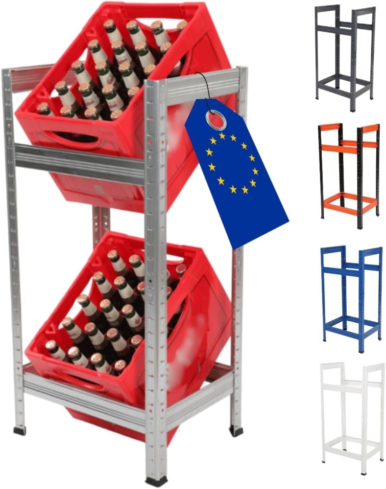 Modo24 Kastenständer HELIOS Metall Getränkekistenregal, Kistenregal, für 2 oder 3 Kisten, Getränkeregal Stabil Kistenständer Freistehend, Kistenhalter, 5 Farben Bild 1