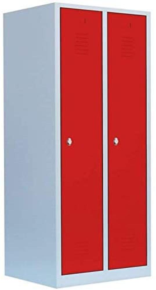 Steelboxx Spind Garderobenschrank Stahlschrank Metallschrank Kleiderspind 180 x 80 x 50cm Lichtgrau/Rot 2 Abteile 515124 Abteilbreite ca. 400 mm Bild 1