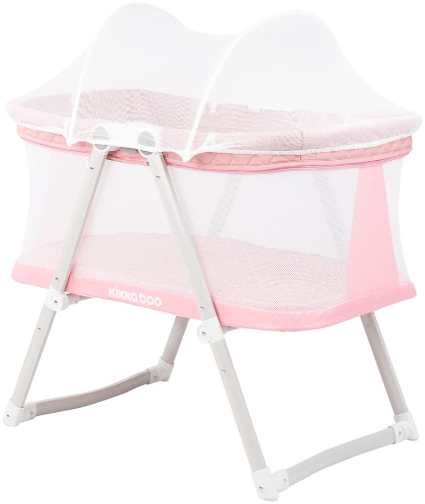 Kikkaboo Beistellbett Mom and Me Matratze, Tragetasche manuelle Schaukelfunktion rosa Bild 1