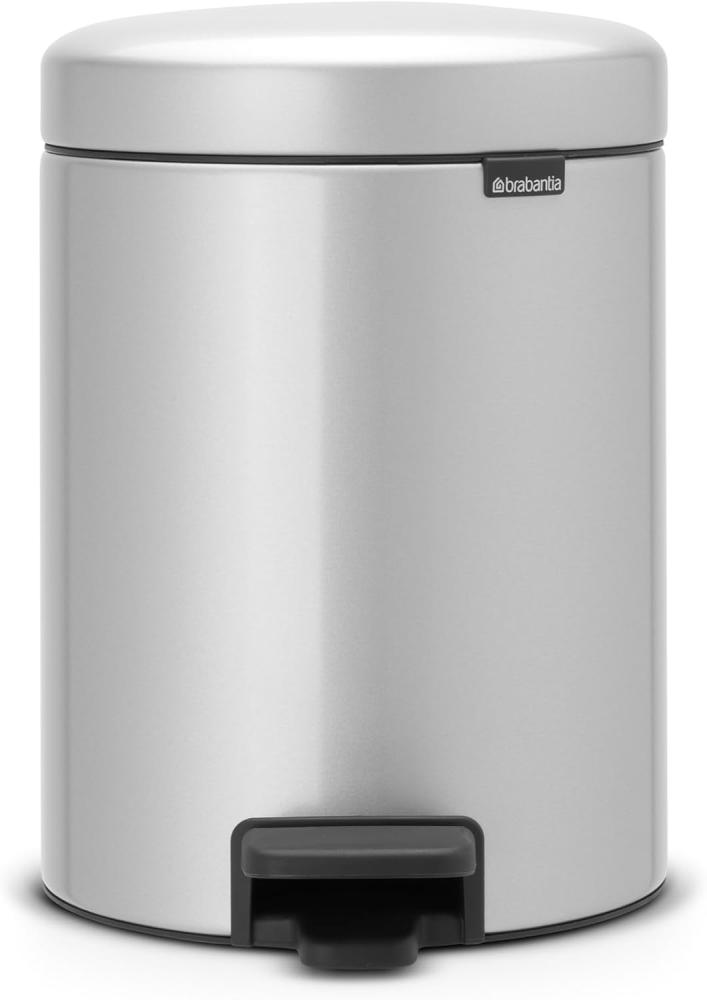 Brabantia Newicon Treteimer, Mülleimer, Abfalleimer, Metallic Grey, Grau, 5 L, 112904 Bild 1