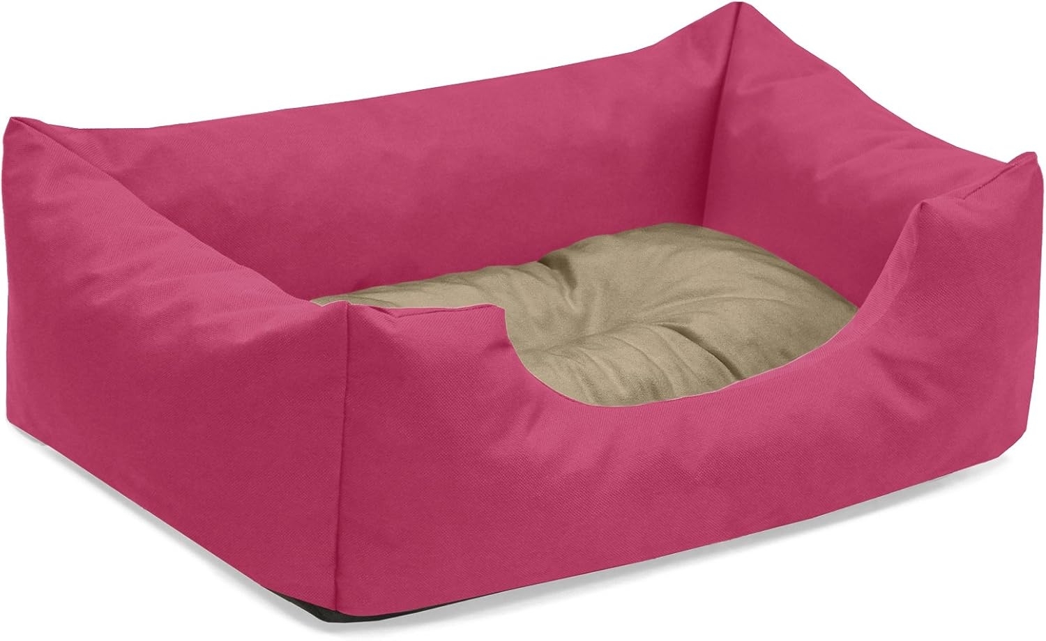 BedDog Hundebett MIMI, Hundesofa aus Cordura, Microfaser-Velours, waschbares Hundebett vier-eckig mit Rand, Hundekissen (S) ca. 55 x 40 x 17 cm, CANDY (pink/beige) Bild 1