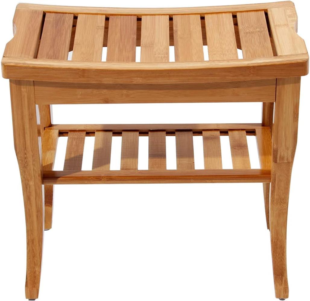 sogesfurniture Bambus Hocker Sitzhocker Duschhocker, Ablage Badhocker, Badezimmer Sitzbank, Mehrzweckhocker, 47. 5x26x44. 5 cm, KS-HSJ-04-BH Bild 1