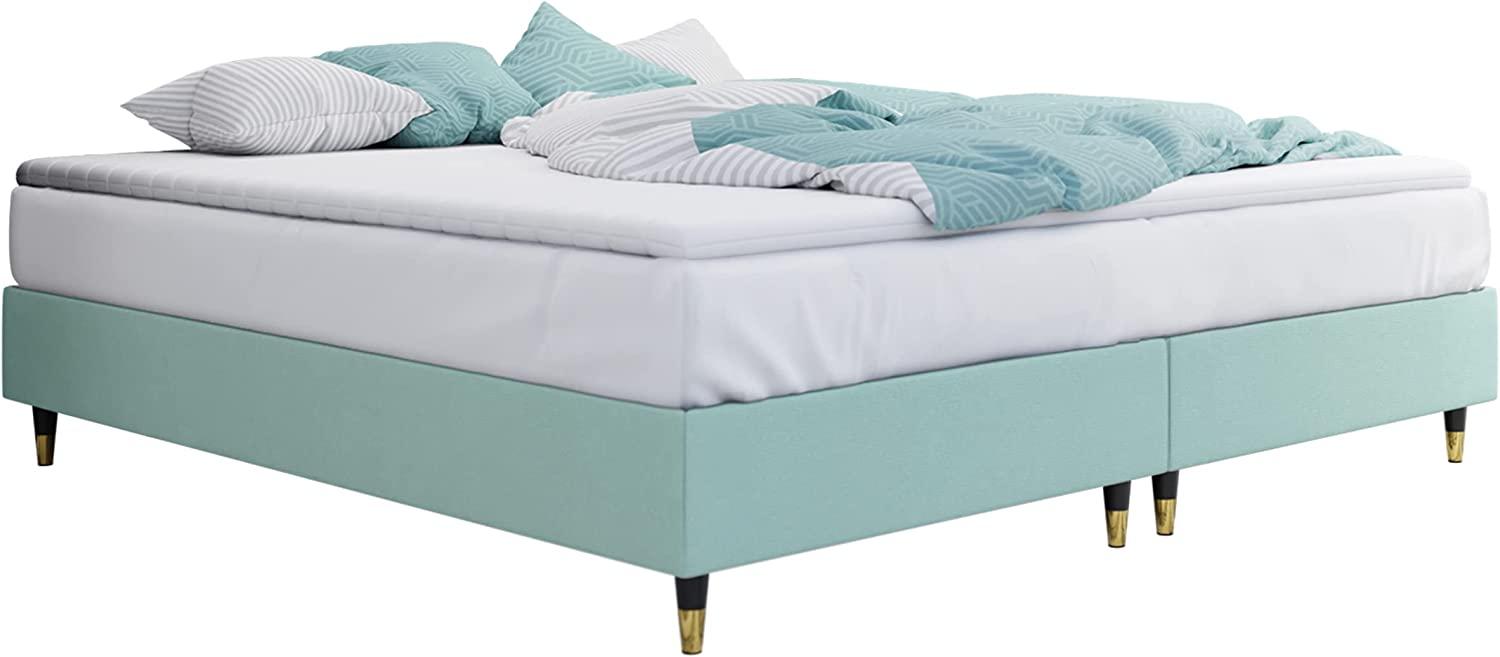 Boxspringbett Sauro Gold für Wandpaneel, Mint, 140 x 200 cm Bild 1