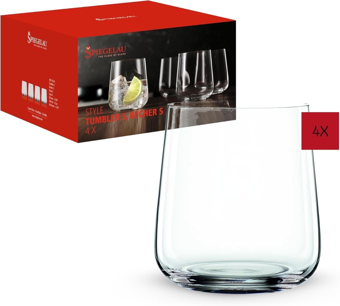 Spiegelau Becher Set Style S 4-tlg, Trinkbecher, Wassergläser, Kristallglas, 340 ml, 4670184 Bild 1