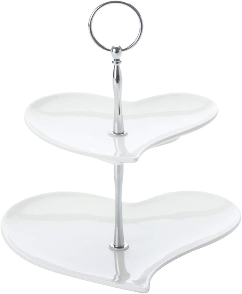 Maxwell & Williams Amore Etagere 2-stöckig, Geschenkbox, Porzellan/Metall, JX57915 / Heart Bild 1