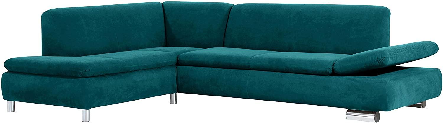 Terrence Ecksofa Veloursstoff Petrol Metallfüße verchromt Bild 1