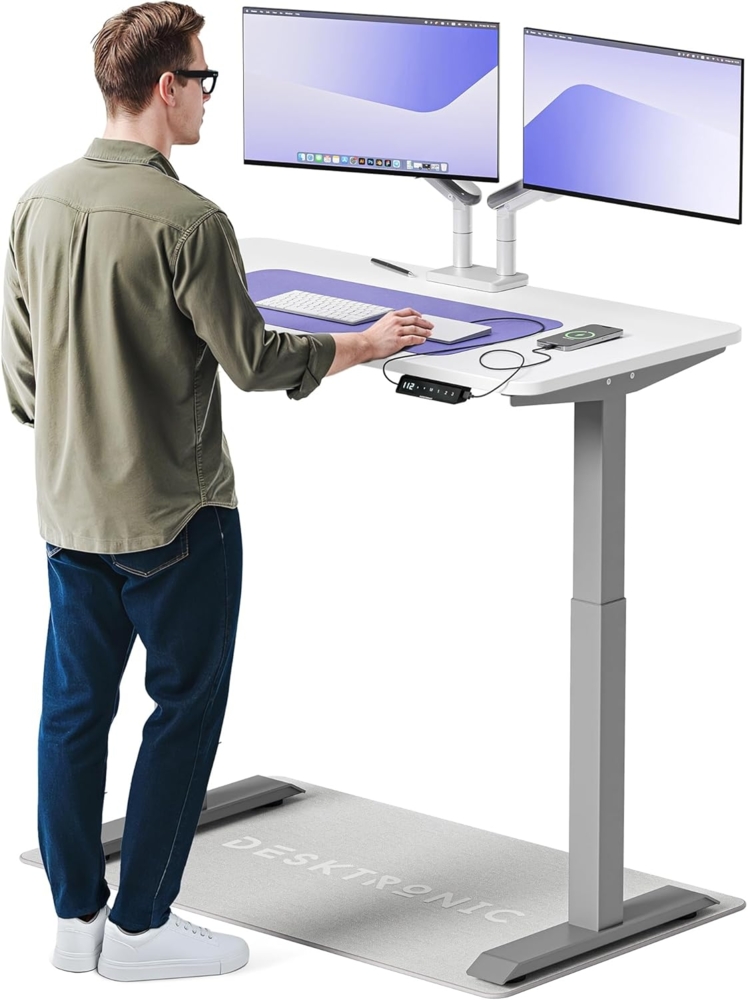 Desktronic Höhenverstellbarer Schreibtisch Elektrisch - Bequem und Schmerzfrei von Zuhause Arbeiten – Schreibtisch Höhenverstellbar Elektrisch (Graues Gestell + 120x60 Weiße Tischplatte) Bild 1