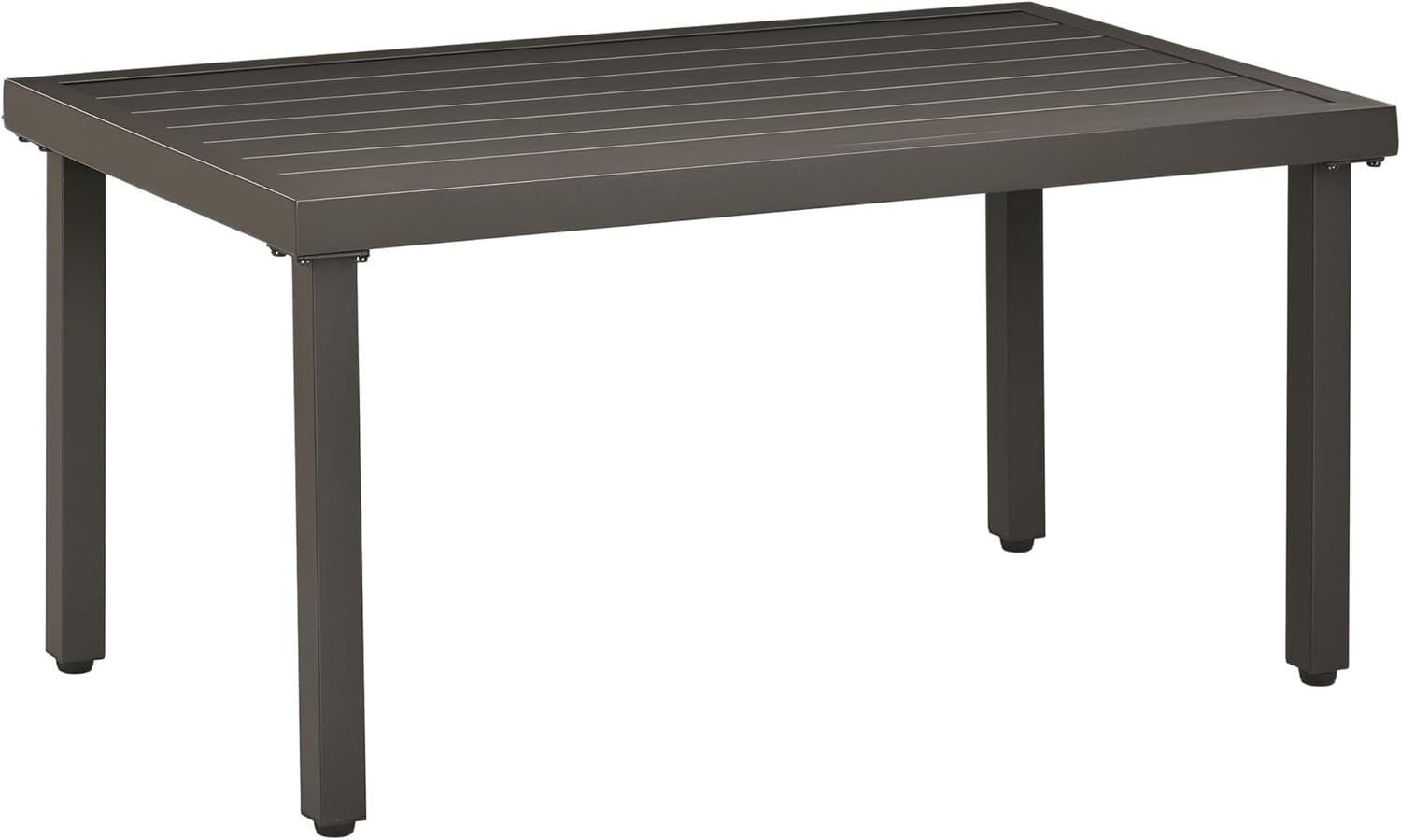Outsunny Beistelltisch Rechteckiger Kaffeetisch, Gartentisch für Balkon, Terrasse (Couchtisch, 1-St, Gartentisch mit Holzoptik), Stahl, Braun, 91 x 51 x 46 cm Bild 1