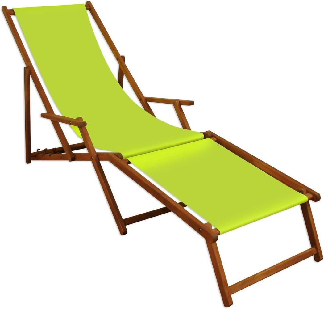 Sonnenliege Liegestuhl pistazie Fußteil Gartenliege Holz Deckchair Strandstuhl Gartenmöbel 10-306 F Bild 1