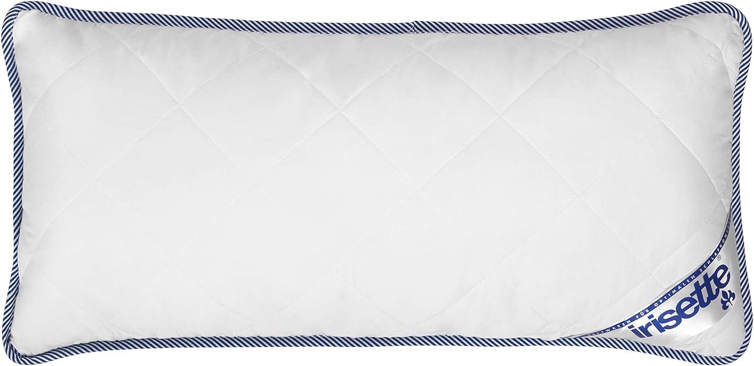 Irisette Body Contour Kopfkissen 40x80 cm mit abnehmbarem Bezug aus Softer Microfaser, waschbar bis 60°C, weiß/blau, Öko-Tex Zertifiziert, produziert nach deutschem Qualitätsstandard Bild 1