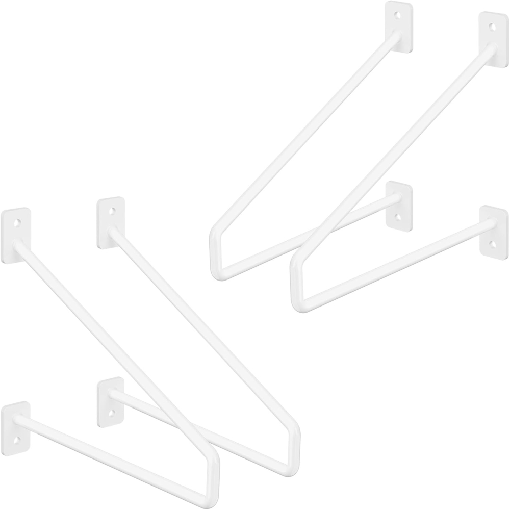 ML-DESIGN Wandregalhalter Regalhalterung aus Stahl, Industrielle Regalträger für Wandmontage, 4-tlg, Haarnadel Wandregal, Weiß, Wandkonsole Regalwinkel Wandhalterung Bild 1
