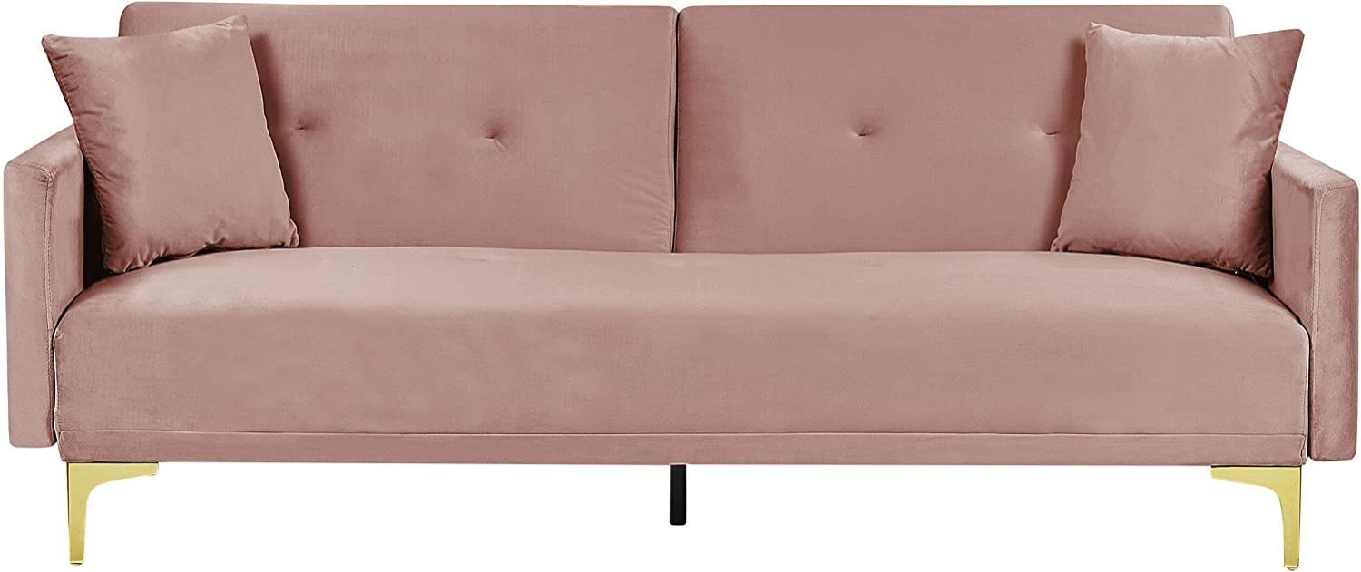 Schlafsofa 3-Sitzer Samtstoff rosa LUCAN Bild 1