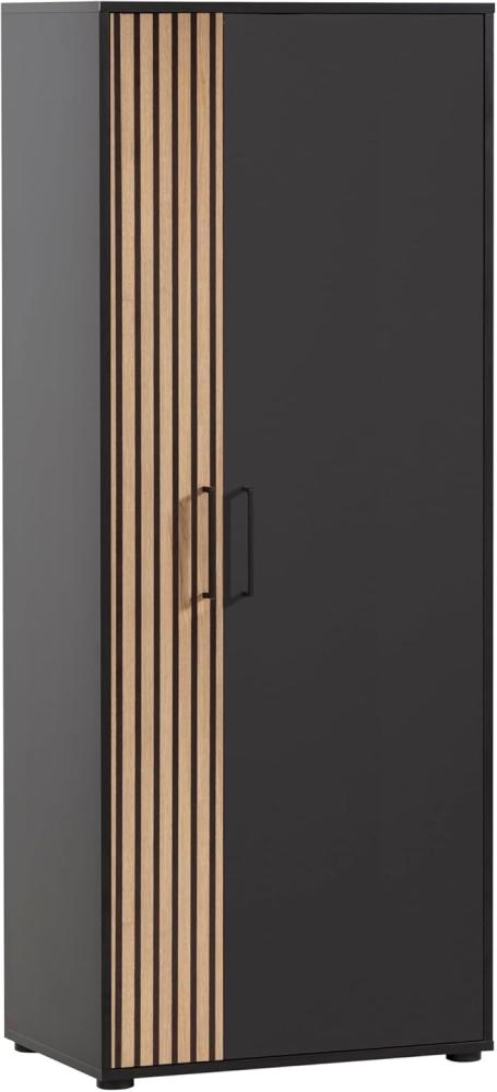 Schildmeyer Aktenschrank Hank, Holzwerkstoff, Schwarzmatt/Akustikpaneel Optik, 65 x 41 x 163,6 cm Bild 1