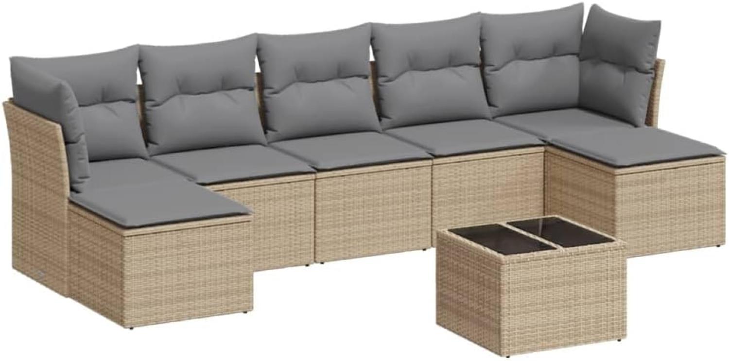 vidaXL 8-tlg. Garten-Sofagarnitur mit Kissen Beige Poly Rattan 3218039 Bild 1