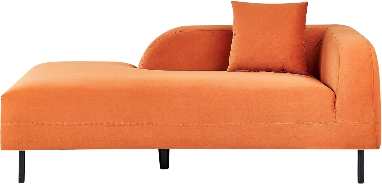 Chaiselongue Samtstoff orange rechtsseitig LE CRAU Bild 1