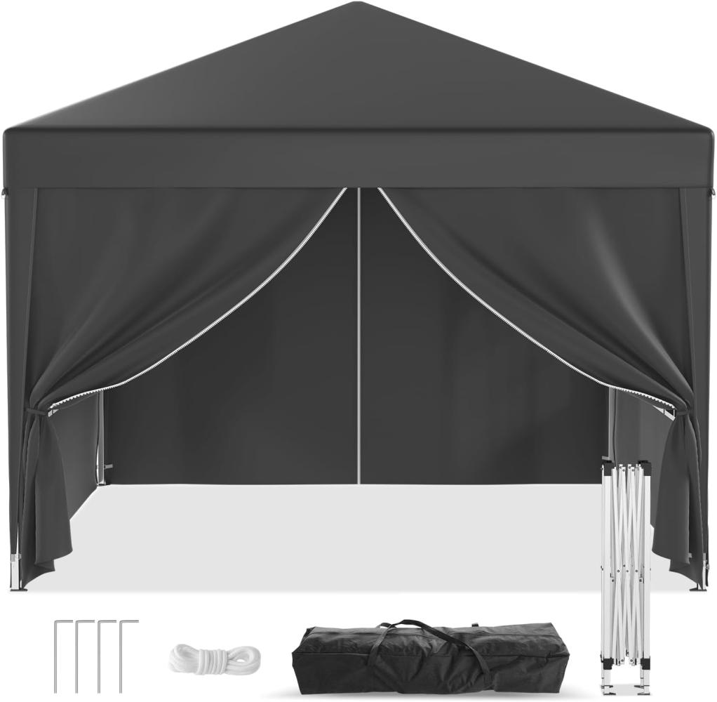 JUMMICO Faltpavillon 3x3 m Wasserdicht Stabil, Gartenzelt mit 4 Seitenteilen und Metall-Verstrebungen, UV-Schutz 50+ Partyzelt Pavillon für Freien, Garten, Party (Grau) Bild 1