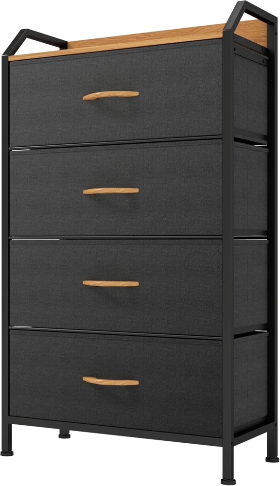 YITAHOME Kommode,Kommode mit 4 Schubladen,Stoffschubladen mit Griffen,Kommodenschrank mit Stabiler Stahlrahmen,Dauerhaft,Dunkelgrau Bild 1