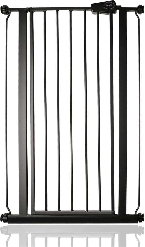 Safetots Extrahoher schmaler Metall-Sicherheitsgitter, Druckmontage, 68. 5cm - 75cm, Mattschwarz, 104cm Höhe, Extrahohe Treppengitter, Gitter für hohe Babys, Einfache Installation Bild 1
