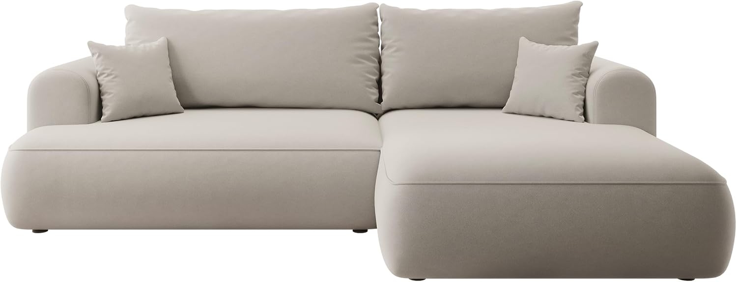 Selsey Sofa Ecksofa Eckcouch Schlafsofa Couch Mit Stauraum Schlaffunktion Pflegeleicht Polyurethanschaum L Form Rechts OVO Hellbeige Veloursoptik Castel Bild 1