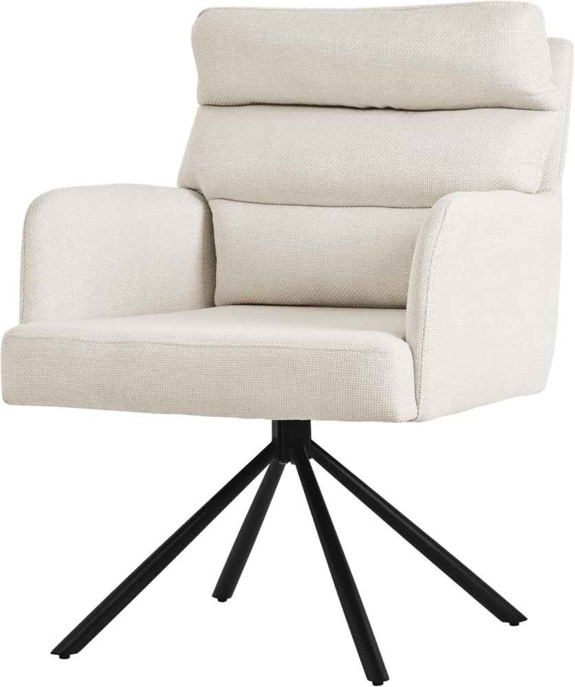 ML-DESIGN Stuhl Esszimmerstühle mit Rücken- & Armlehne moderne Design Küchenstühle (1 St), Armlehnstuhl Beige aus Polyester 180° Drehbar ergonomische Sessel Bild 1