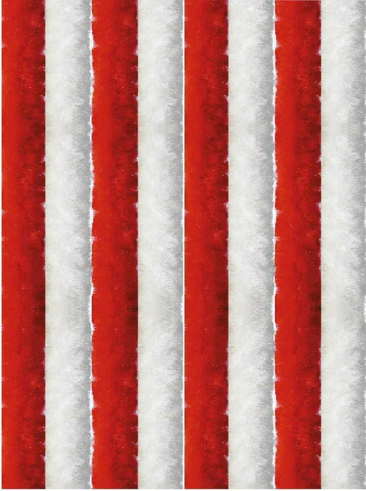 Flauschvorhang 140x220 Unistreifen rot - weiß Bild 1