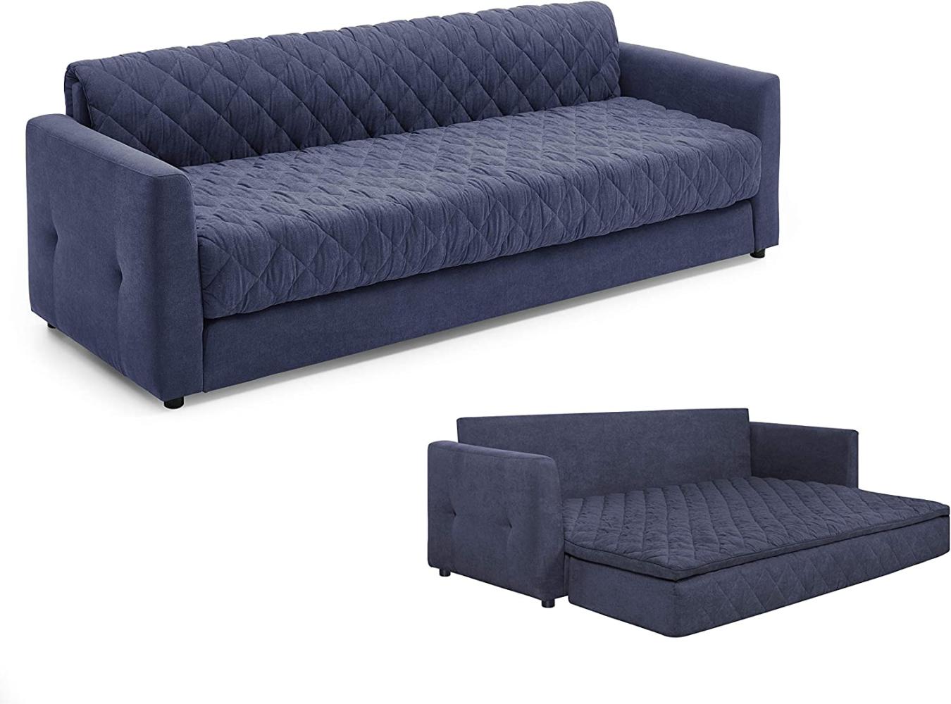 Atlantic Home Collection Kelly Schlafsofa mit Taschenfederkern und praktischem Topper, blau, 226x86x78 cm (BxTxH) Bild 1