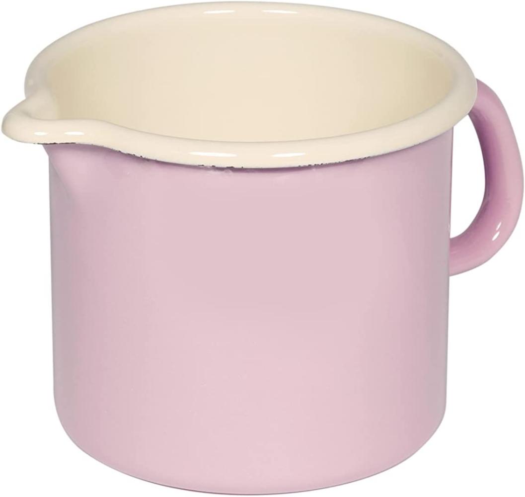 RIESS 0040-006 Schnabeltopf 12 cm, 1 L, Emaille, Bunt/Pastell, Rosa / Milchtopf Bild 1